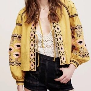 Anthropologie RD koko embroidered swing jacket, medium